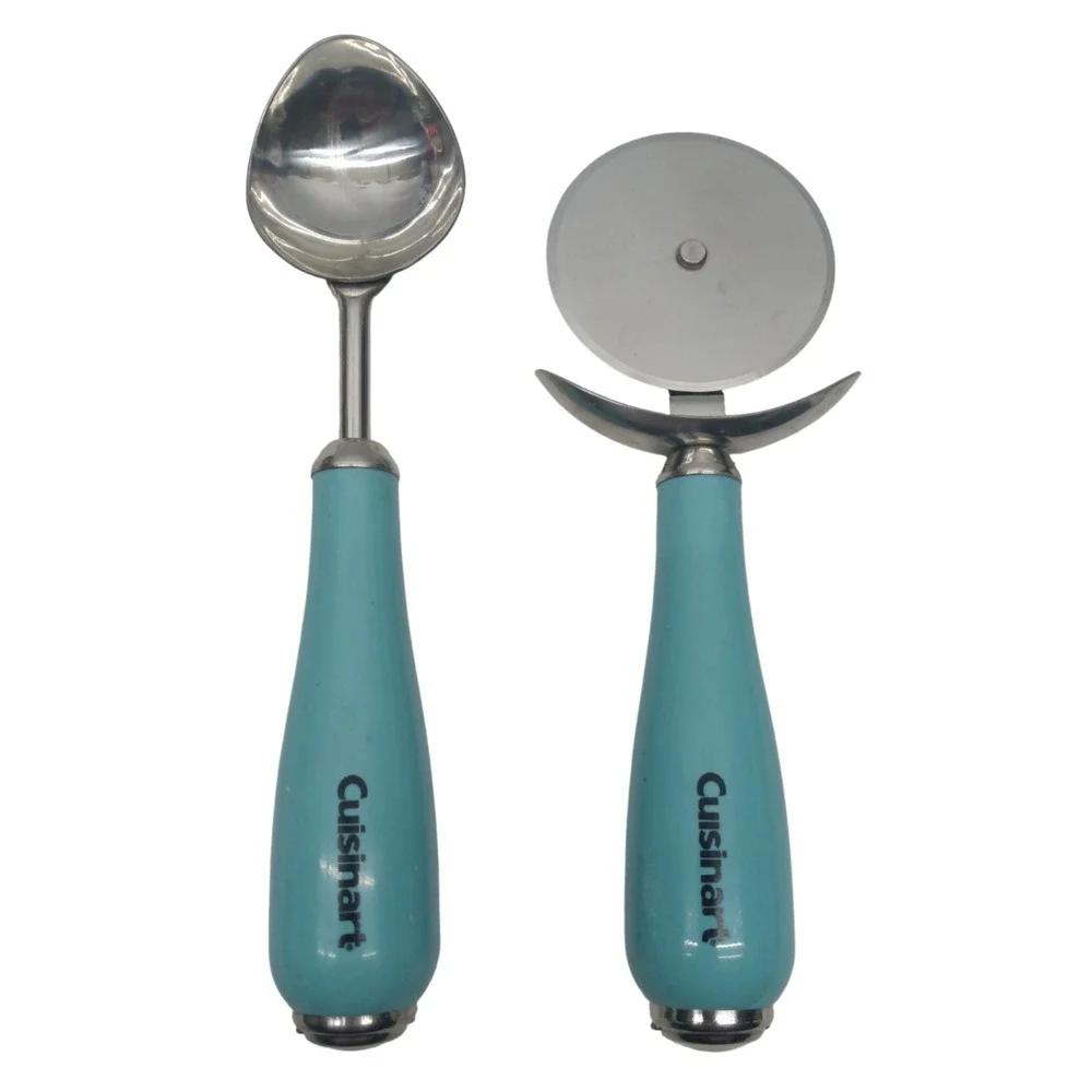 Cuisinart Turquoise Aqua Handle‎ Stainless Ice Cream Scoop, Round Pizza Cutter